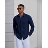 COOFANDY Mens Dress Shirt Long Sleeve Wrinkle Free Casual Button Down Shirt(Navy Blue)