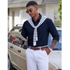 COOFANDY Mens Dress Shirt Long Sleeve Wrinkle Free Casual Button Down Shirt(Navy Blue)