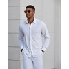 COOFANDY Mens Dress Shirt Long Sleeve Wrinkle Free Casual Button Down Shirt(White)