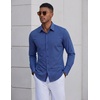COOFANDY Mens Dress Shirt Long Sleeve Wrinkle Free Casual Button Down Shirt(White &Blue Square)