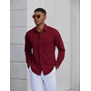 COOFANDY Mens Dress Shirt Long Sleeve Wrinkle Free Casual Button Down Shirt(Wine Red)