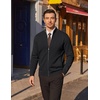 COOFANDY Men’s Full Zip Cardigan Sweaters Mock Neck Knitwear with Pattern(Black)