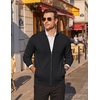 COOFANDY Men’s Full Zip Cardigan Sweaters Mock Neck Knitwear with Pattern(Black)