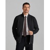 COOFANDY Men’s Full Zip Cardigan Sweaters Mock Neck Knitwear with Pattern(Black)