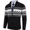 COOFANDY Men’s Full Zip Cardigan Sweaters Mock Neck Knitwear with Pattern(Black Fair Isle)