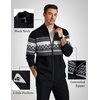 COOFANDY Men’s Full Zip Cardigan Sweaters Mock Neck Knitwear with Pattern(Black Fair Isle)