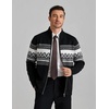 COOFANDY Men’s Full Zip Cardigan Sweaters Mock Neck Knitwear with Pattern(Black Fair Isle)