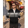 COOFANDY Men’s Full Zip Cardigan Sweaters Mock Neck Knitwear with Pattern(Black Fair Isle)