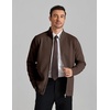 COOFANDY Men’s Full Zip Cardigan Sweaters Mock Neck Knitwear with Pattern(Chestnut Brown)
