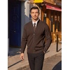 COOFANDY Men’s Full Zip Cardigan Sweaters Mock Neck Knitwear with Pattern(Chestnut Brown)