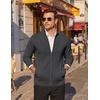 COOFANDY Men’s Full Zip Cardigan Sweaters Mock Neck Knitwear with Pattern(Dark Gray)
