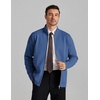 COOFANDY Men’s Full Zip Cardigan Sweaters Mock Neck Knitwear with Pattern(Demin Blue)