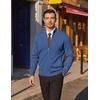 COOFANDY Men’s Full Zip Cardigan Sweaters Mock Neck Knitwear with Pattern(Demin Blue)