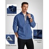 COOFANDY Men’s Full Zip Cardigan Sweaters Mock Neck Knitwear with Pattern(Demin Blue)