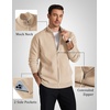 COOFANDY Men’s Full Zip Cardigan Sweaters Mock Neck Knitwear with Pattern(Khaki)