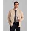 COOFANDY Men’s Full Zip Cardigan Sweaters Mock Neck Knitwear with Pattern(Khaki)