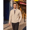 COOFANDY Men’s Full Zip Cardigan Sweaters Mock Neck Knitwear with Pattern(Khaki)