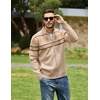 COOFANDY Men’s Full Zip Cardigan Sweaters Mock Neck Knitwear with Pattern(Khaki Fair Isle)