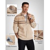 COOFANDY Men’s Full Zip Cardigan Sweaters Mock Neck Knitwear with Pattern(Khaki Fair Isle)