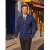 COOFANDY Men’s Full Zip Cardigan Sweaters Mock Neck Knitwear with Pattern(Navy Blue)