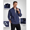 COOFANDY Men’s Full Zip Cardigan Sweaters Mock Neck Knitwear with Pattern(Navy Blue)