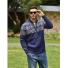 COOFANDY Men’s Full Zip Cardigan Sweaters Mock Neck Knitwear with Pattern(Navy Fair Isle)