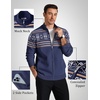 COOFANDY Men’s Full Zip Cardigan Sweaters Mock Neck Knitwear with Pattern(Navy Fair Isle)
