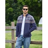 COOFANDY Men’s Full Zip Cardigan Sweaters Mock Neck Knitwear with Pattern(Navy Fair Isle)