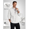 COOFANDY Men’s Full Zip Cardigan Sweaters Mock Neck Knitwear with Pattern(White)