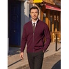 COOFANDY Men’s Full Zip Cardigan Sweaters Mock Neck Knitwear with Pattern(Wine Red)