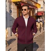 COOFANDY Men’s Full Zip Cardigan Sweaters Mock Neck Knitwear with Pattern(Wine Red)