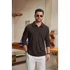 COOFANDY Men’s Knit Polo Shirt Long Sleeve Polo Sweaters Casual Golf Shirts(Brown)