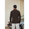 COOFANDY Men’s Knit Polo Shirt Long Sleeve Polo Sweaters Casual Golf Shirts(Brown)