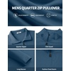COOFANDY Mens Quarter Zip Pullover Mock Neck Sweatshirt Half Zip Sweater(Grey Blue)