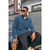 COOFANDY Mens Quarter Zip Pullover Mock Neck Sweatshirt Half Zip Sweater(Grey Blue)