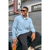 COOFANDY Mens Quarter Zip Pullover Mock Neck Sweatshirt Half Zip Sweater(Light Blue)