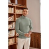 COOFANDY Mens Ribbed Slim Fit Knitted Pullover Casual Turtleneck Sweater(Sage Green)