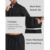 COOFANDY Mens Sweatsuit 2 Piece Set 1/4 Zip Mock Neck Tracksuit Relaxed Fit(Black)