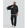 COOFANDY Mens Sweatsuit 2 Piece Set 1/4 Zip Mock Neck Tracksuit Relaxed Fit(Black)