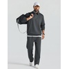 COOFANDY Mens Sweatsuit 2 Piece Set 1/4 Zip Mock Neck Tracksuit Relaxed Fit(Dark Grey)