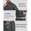 COOFANDY Mens Sweatsuit 2 Piece Set 1/4 Zip Mock Neck Tracksuit Relaxed Fit(Dark Grey)