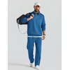 COOFANDY Mens Sweatsuit 2 Piece Set 1/4 Zip Mock Neck Tracksuit Relaxed Fit(Demin Blue)
