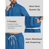 COOFANDY Mens Sweatsuit 2 Piece Set 1/4 Zip Mock Neck Tracksuit Relaxed Fit(Demin Blue)