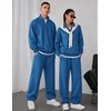 COOFANDY Mens Sweatsuit 2 Piece Set 1/4 Zip Mock Neck Tracksuit Relaxed Fit(Demin Blue)