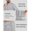 COOFANDY Mens Sweatsuit 2 Piece Set 1/4 Zip Mock Neck Tracksuit Relaxed Fit(Light Grey)