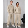 COOFANDY Mens Sweatsuit 2 Piece Set 1/4 Zip Mock Neck Tracksuit Relaxed Fit(Light Khaki)