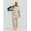 COOFANDY Mens Sweatsuit 2 Piece Set 1/4 Zip Mock Neck Tracksuit Relaxed Fit(Light Khaki)