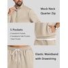 COOFANDY Mens Sweatsuit 2 Piece Set 1/4 Zip Mock Neck Tracksuit Relaxed Fit(Light Khaki)