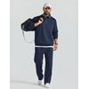 COOFANDY Mens Sweatsuit 2 Piece Set 1/4 Zip Mock Neck Tracksuit Relaxed Fit(Navy Blue)