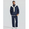 COOFANDY Mens Sweatsuit 2 Piece Set 1/4 Zip Mock Neck Tracksuit Relaxed Fit(Navy Blue)